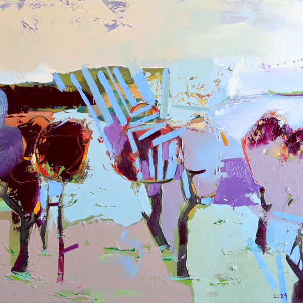 ĒRIKA KUMEROVA - Ābeļu dārzs pirms ziedēšanas 60x80cm a/eļļa 2024.g - 450 eur