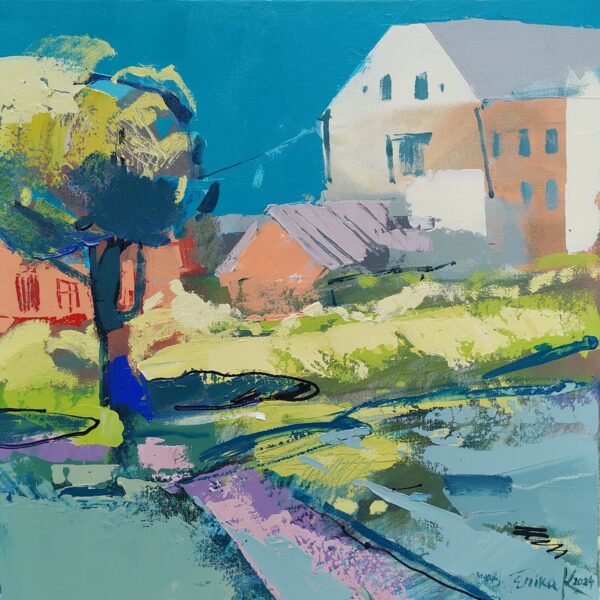ĒRIKA KUMEROVA - Saules gaitu neapjaust 60x60cm a/akrils 2024.g - 400 eur