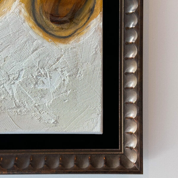"Amber soul" 2024 1,55x1,14m Akrils, kanva, miksēti materiāli, epoksīds, 3500 eur