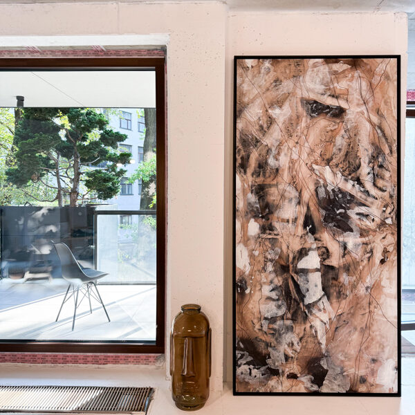 "Eternity" 2023 2,53x1,25m Akrils, kanva, miksēti materiāli, epoksīds, 4250 eur