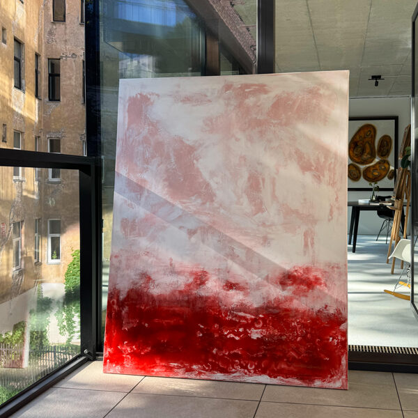 "A Love Letter"2024 1,5x1,2m Akrils, kanva, miksēti materiāli, epoksīds -1800 eur