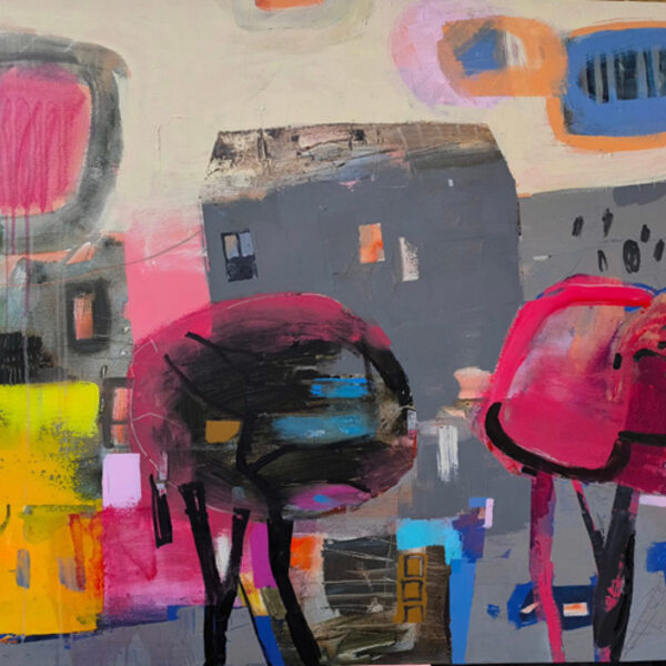 ,,MAZLIET DŪMAKAINS RĪTS’’, 2024.g. 120X100cm. Akrils uz audekla. 1200EUR.