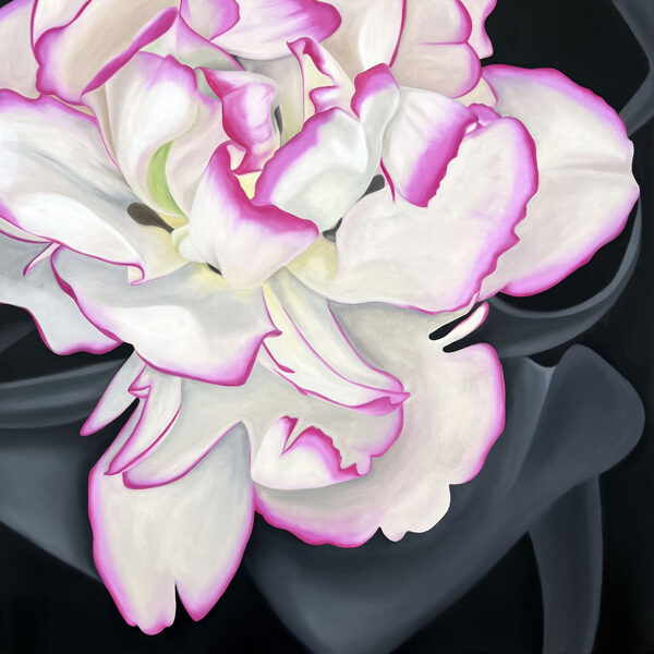 Ildze Ose - "Blissfully Pink", 2022,eļļa uz audekla,100x100x2 cm - Cena: 890 eur