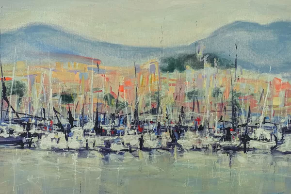 Sarmīte Caune - "Sanremo ostā" 2024.g. Aud.akr. 40x60  - 700 eur
