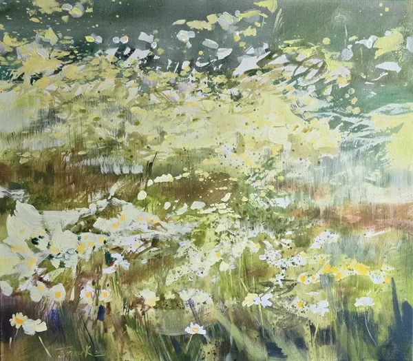 ĒRIKA KUMEROVA - Margrietiņu lauks 70x80cm a/akrils 2024.g - 550 eur