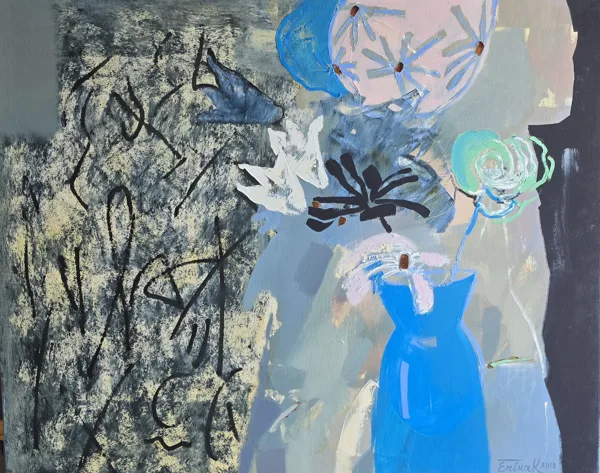 ĒRIKA KUMEROVA - Zilā vāze 80x100cm a/eļļa 2018.g - 600 eur