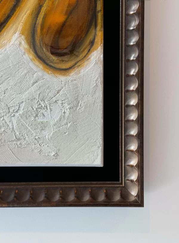 "Amber soul" 2024 1,55x1,14m Akrils, kanva, miksēti materiāli, epoksīds, 3500 eur