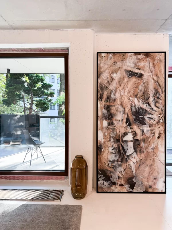 "Eternity" 2023 2,53x1,25m Akrils, kanva, miksēti materiāli, epoksīds, 4250 eur
