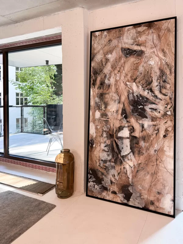 "Eternity" 2023 2,53x1,25m Akrils, kanva, miksēti materiāli, epoksīds, 4250 eur