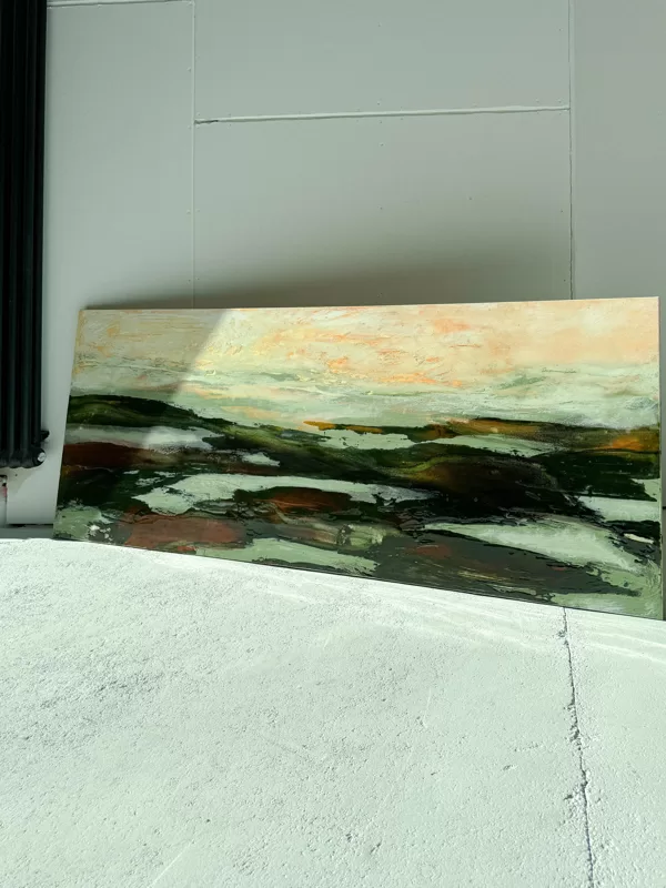 "Tranquility"2024 1,8x0,7m Akrils, kanva, miksēti materiāli, epoksīds, 1250 eur