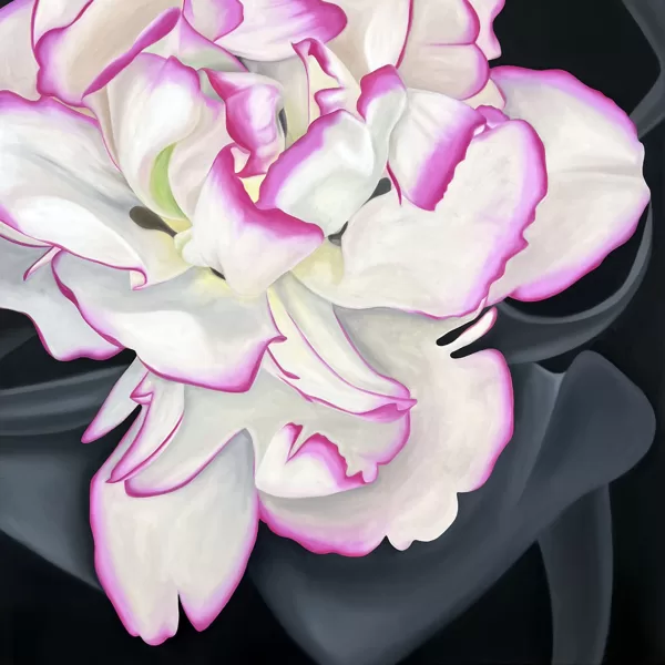 Ildze Ose - "Blissfully Pink", 2022,eļļa uz audekla,100x100x2 cm - Cena: 890 eur